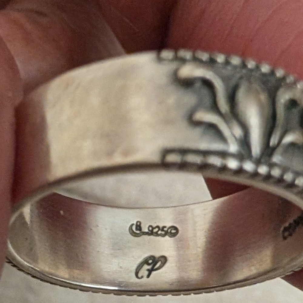 Carolyn Pollack Handcrafted Tri-Tone Floral Band Ring - Silver, Gold & Copper - Picture 2 of 3